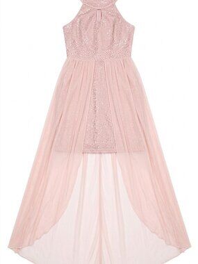 Poppies & Roses Pink Sequin High-Low Dress - Girls Size 12